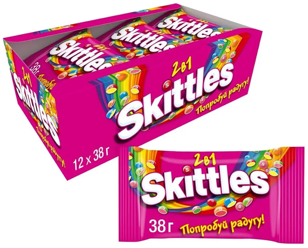 Жевательная конфета Skittles | Скитлс 2в1, 38гр*12шт*12бл skt001 - фото 354