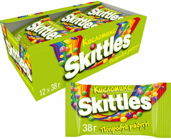 Жевательная конфета Skittles | Скитлс Кисломикс, 38гр*12шт*12бл skt002 - фото 355