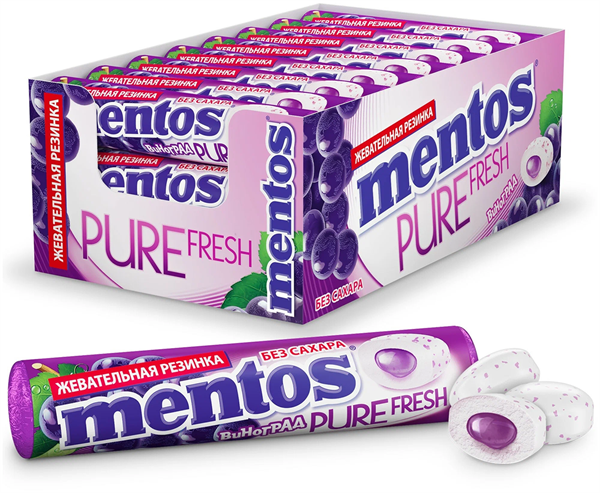 Жевательная резинка Mentos | Ментос Виноград, 15,5гр*24шт*12бл mns002 - фото 366