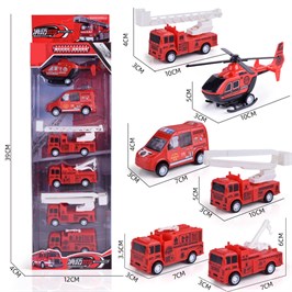 Набор инерционных машин "Пожарная служба", 6 штук, пластик (10х3х5см) 10012